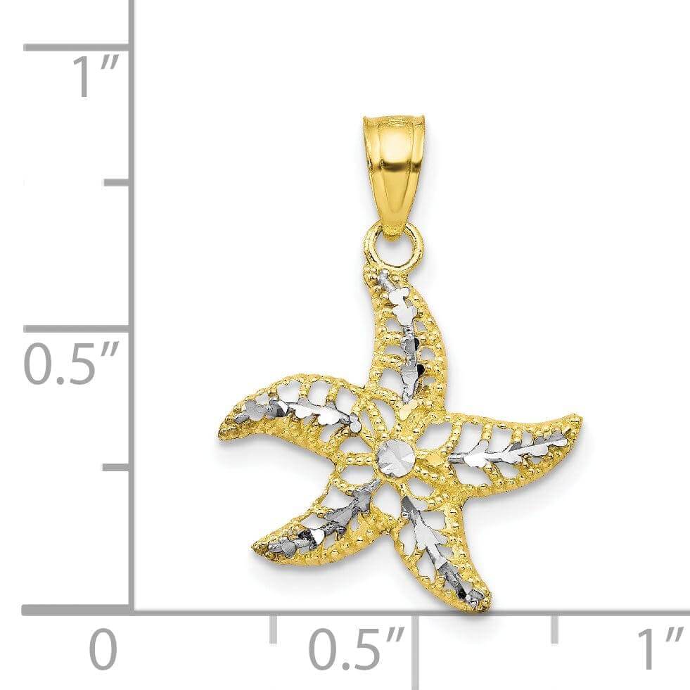 10k Two Tone Gold Concave Shape Starfish Design Pendant