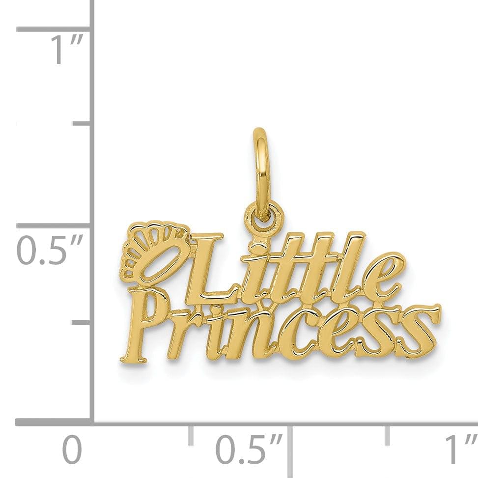 10K Solid Yellow Gold Little Princess Crown Charm Pendant