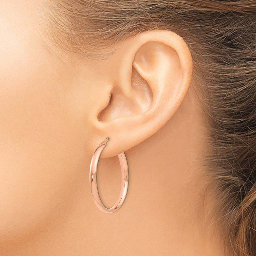 10k Rose Gold Polished Finish Hoop Earrings