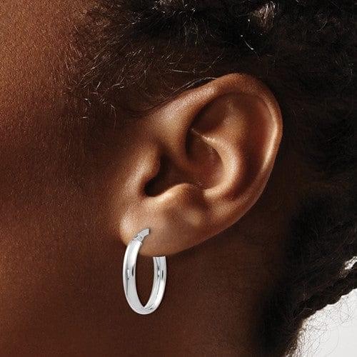10k Polished Finish White Gold Hoop Earrings