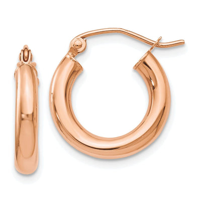 10K Rose Gold Polished Finish Hoop Earrings