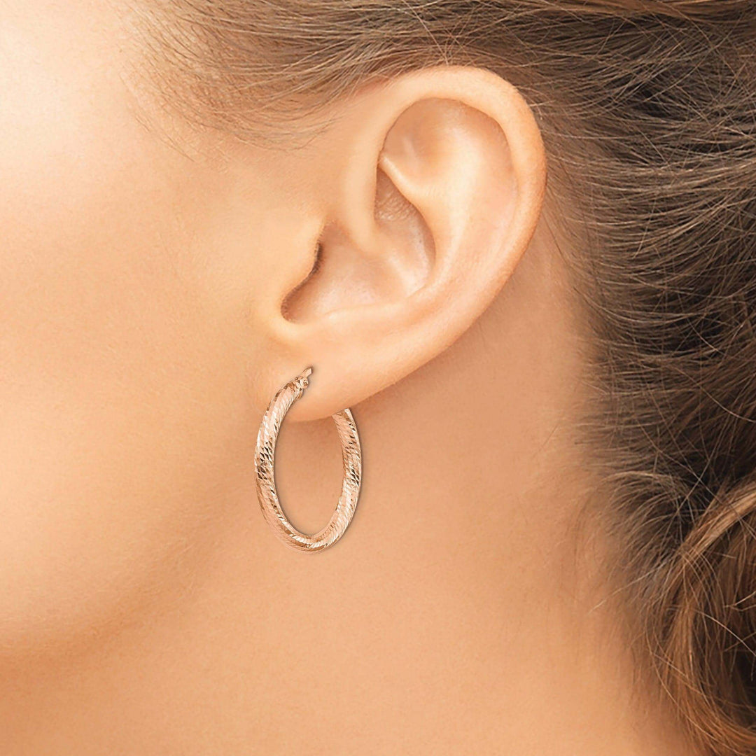 10k Rose Gold Round Hoop Earrings