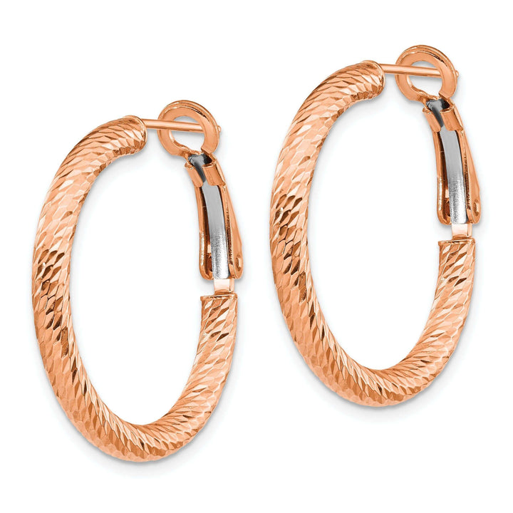 10k Rose Gold Omega Back Hoop Earrings