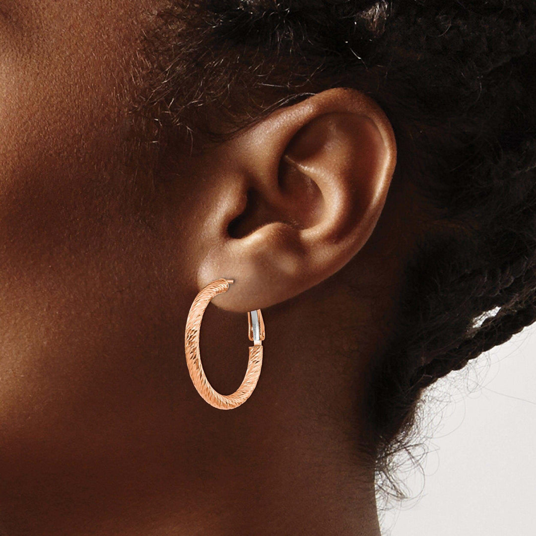 10k Rose Gold Omega Back Hoop Earrings