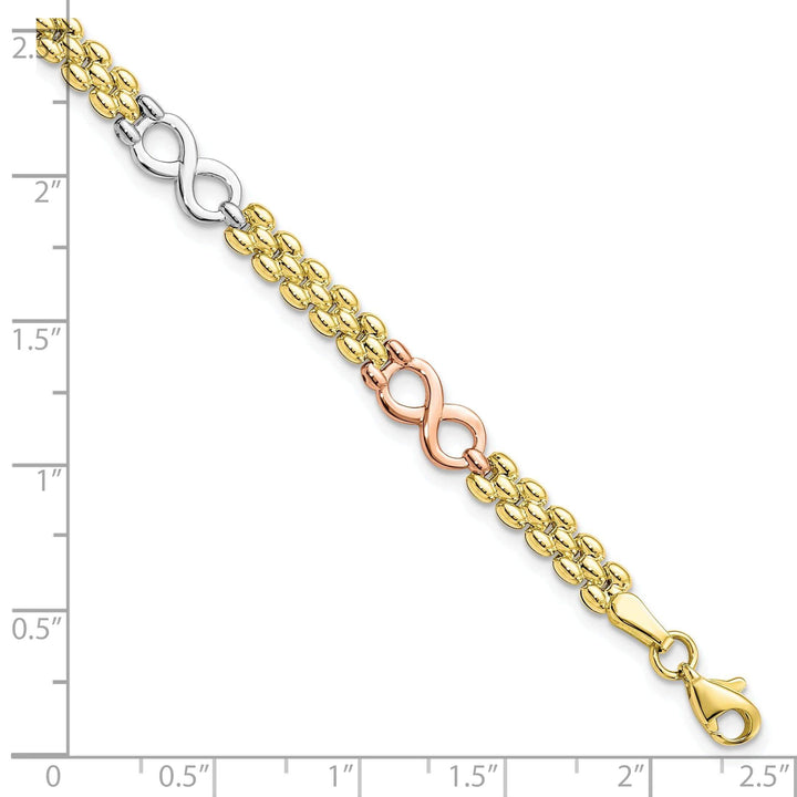 10K Tri Color Gold Reversible Infinity Bracelet