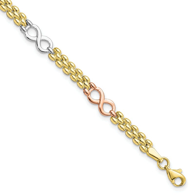 10K Tri Color Gold Reversible Infinity Bracelet