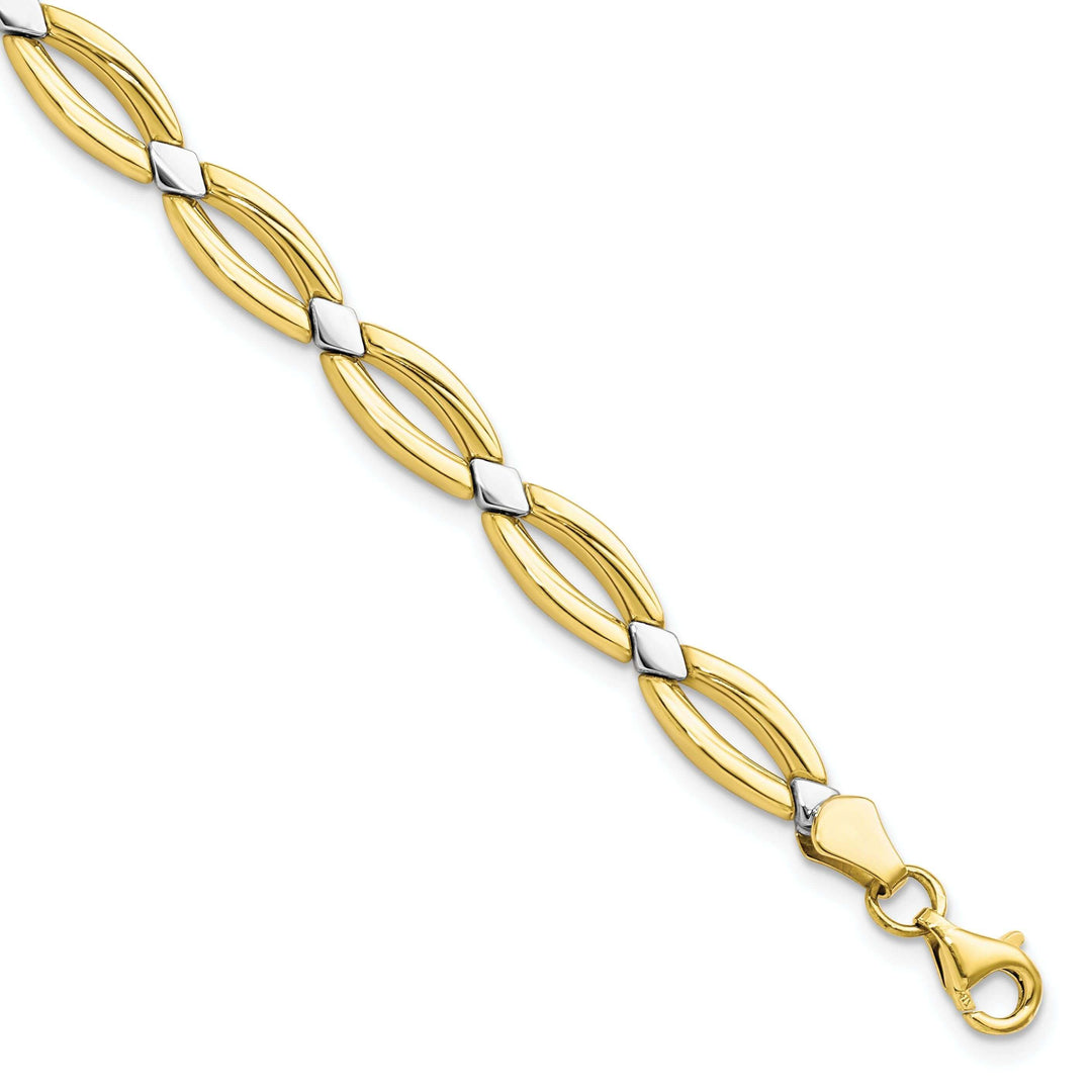 10k Two Tone Gold Fancy Link Bracelet