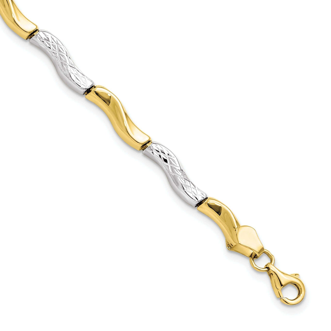 10k Two Tone Gold Diamond Cut Bracelet