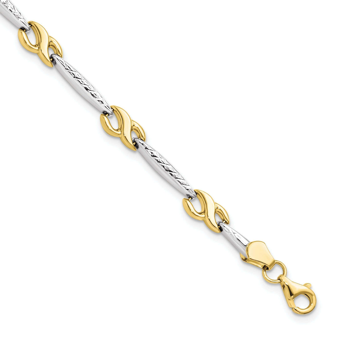 10k Two Tone Gold Diamond Cut Bracelet