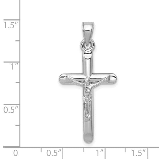 14k White Gold Crucifix Hollow Cross Pendant