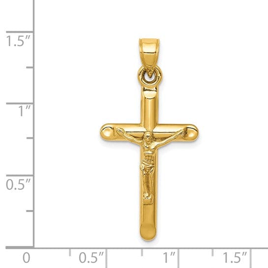 14k Yellow Gold Hollow Crucifix Pendant