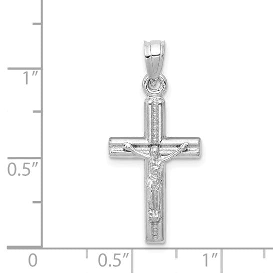 14k White Gold Hollow Crucifix Pendant