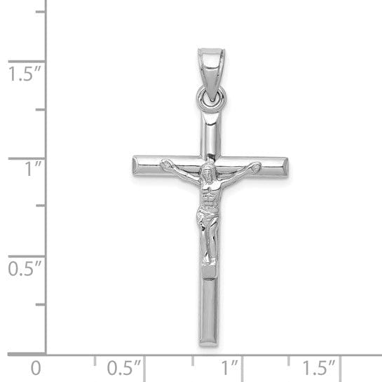 14k White Gold Hollow Cross Crucifix Pendant