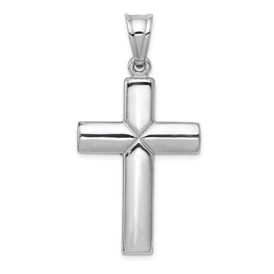 14k White Gold Reversible Crucifix Cross Pendant
