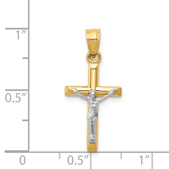 14k Two-tone Gold Hollow Crucifix Pendant