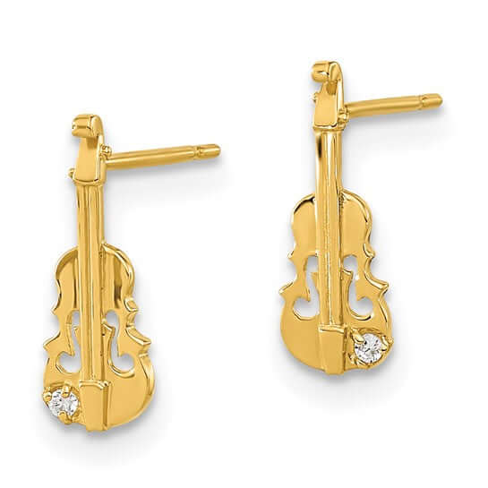 14k Madi K CZ Childrens Violin Post Earrings