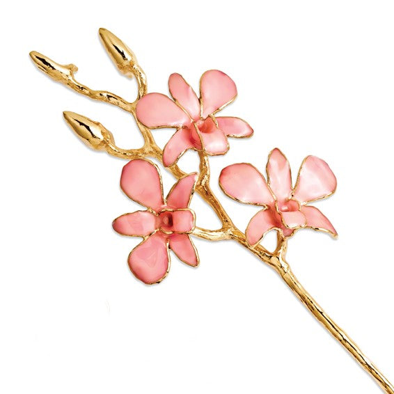 24k Gold Plated Trimmed Pink Orchid Stem