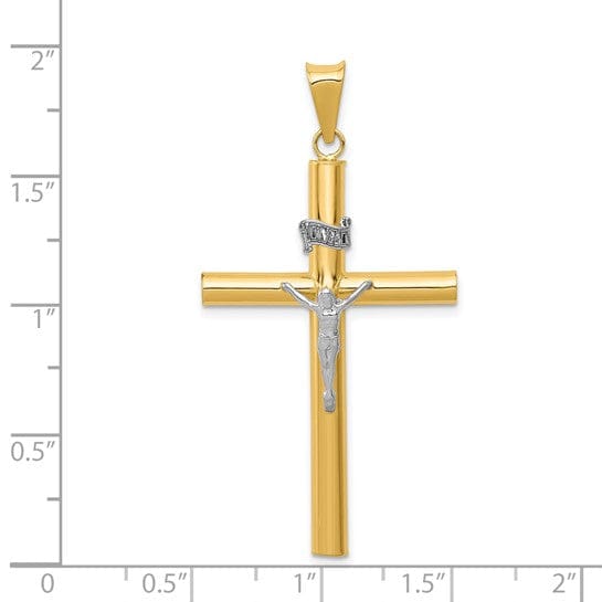 14k Two-tone Gold INRI Crucifix Hollow Cross