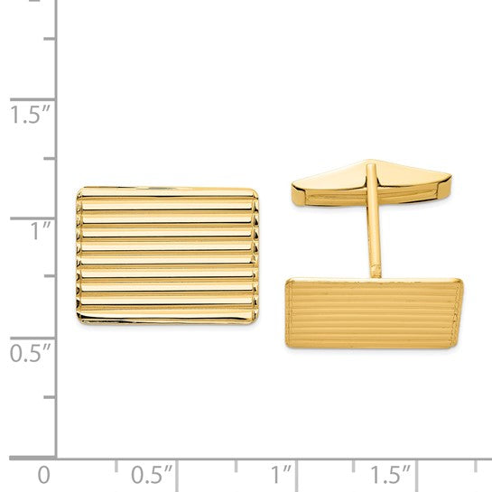 14k Yellow Gold Solid Rectangular Cuff Links