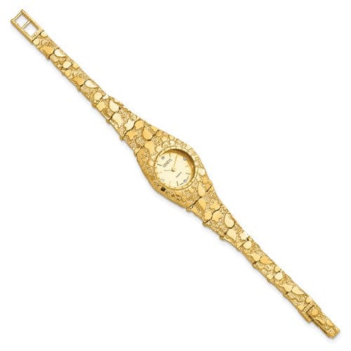 14k Yellow Gold Ladies Circular Nugget Watch