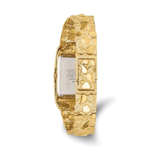 14k Yellow Gold Mens Squared Nugget Watch