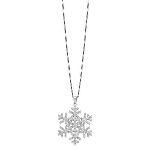 Sterling Silver Cubic Zirconia Snow Flake Design Necklace
