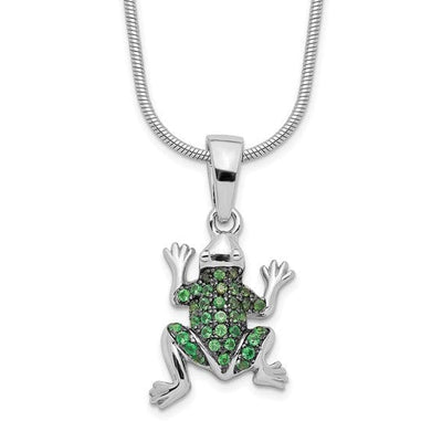 Sterling Silver Cubic Zirconia Frog Necklace