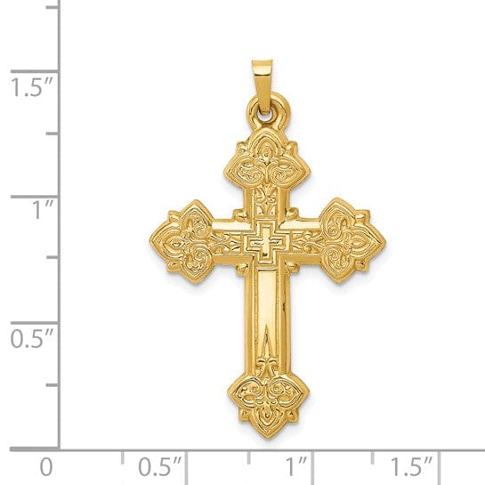 14k Yellow Gold Hollow Cross Pendant