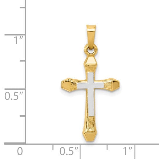 14k Two-tone Gold Hollow Cross Pendant