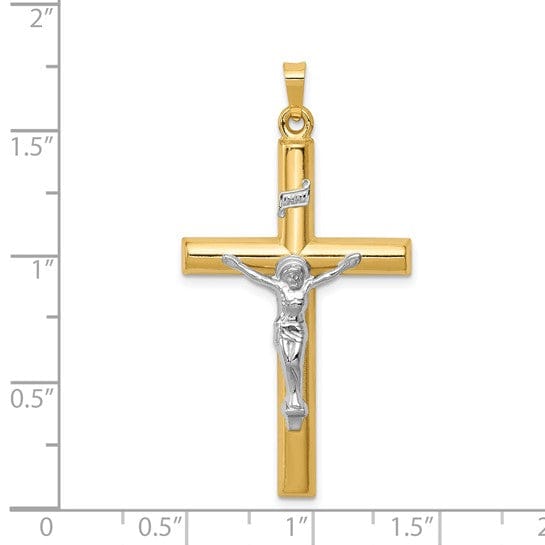 14k Two-tone Gold INRI Hollow Crucifix Pendant