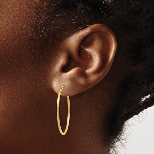 14k Yellow Gold Polished Endless Hoops 1.5mm x 30mm