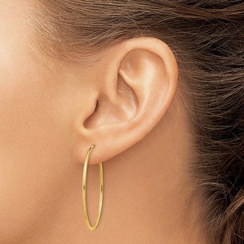 14k Yellow Gold Polished Endless Hoops 1.5mm x 38mm