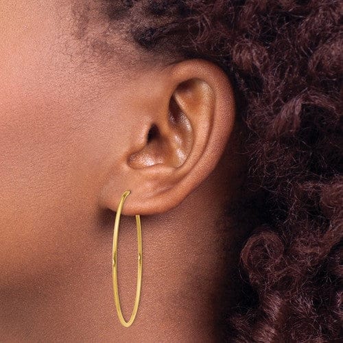 14k Yellow Gold Polished Endless Hoops 1.25mm x 40mm