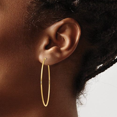 14k Yellow Gold Polished Endless Hoops 1.25mm x 46mm