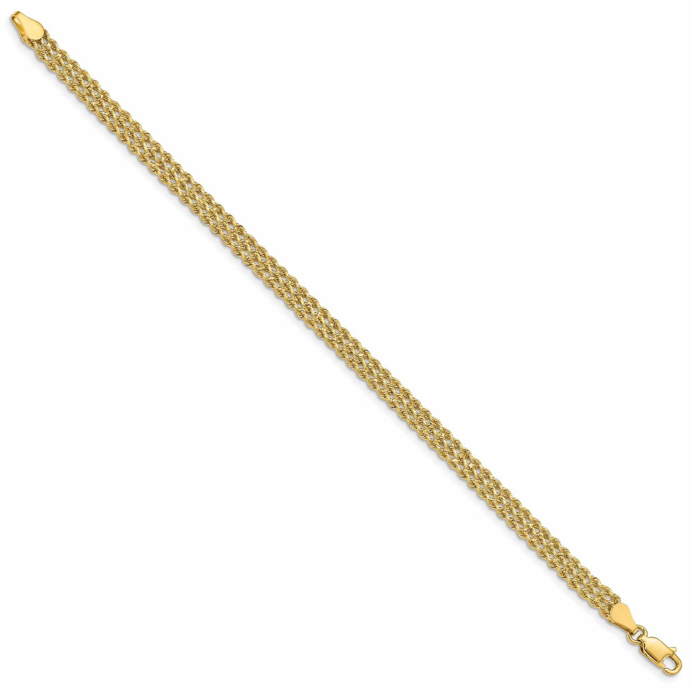 14k Gold Triple Strand Rope Bracelet