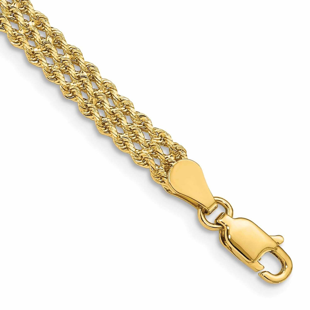 14k Gold Triple Strand Rope Bracelet