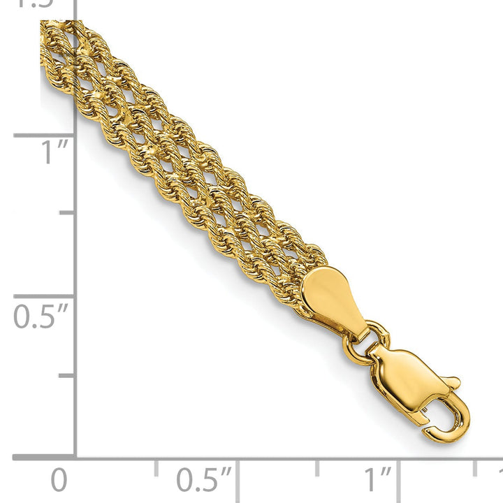 14k Yellow Gold Triple Strand Rope Bracelet