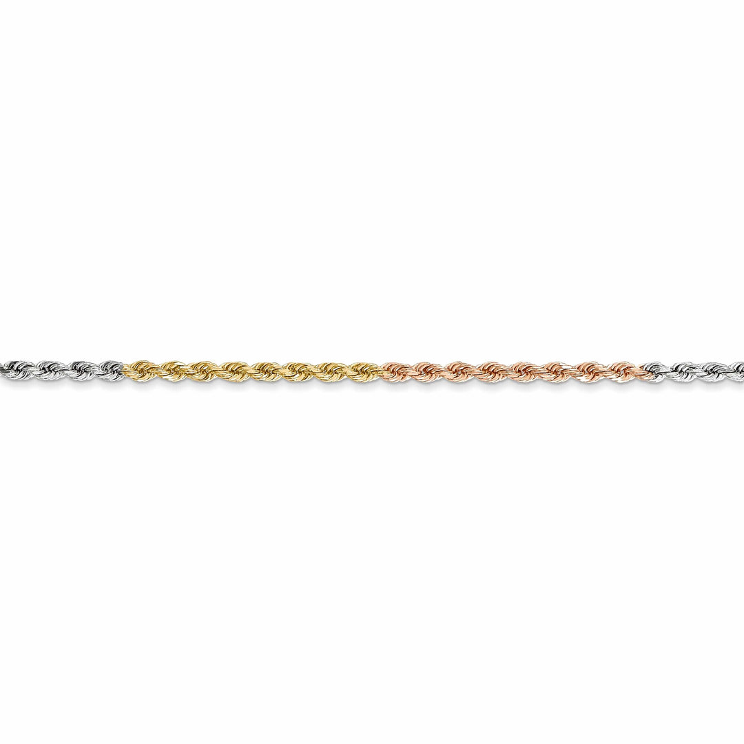 14k Tri Color Gold 1.8mm Diamond Cut Rope Chain