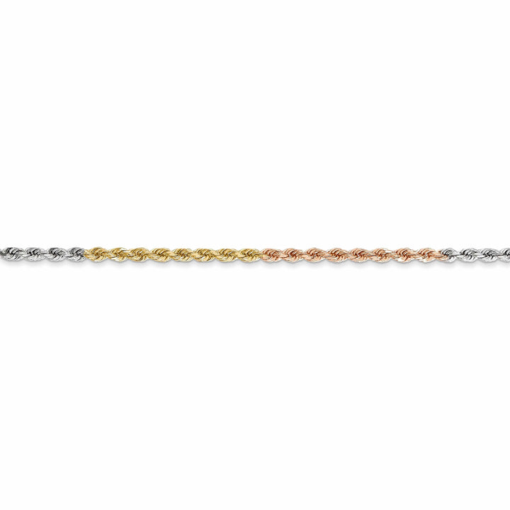 14k Tri Color Gold 1.8mm Diamond Cut Rope Chain