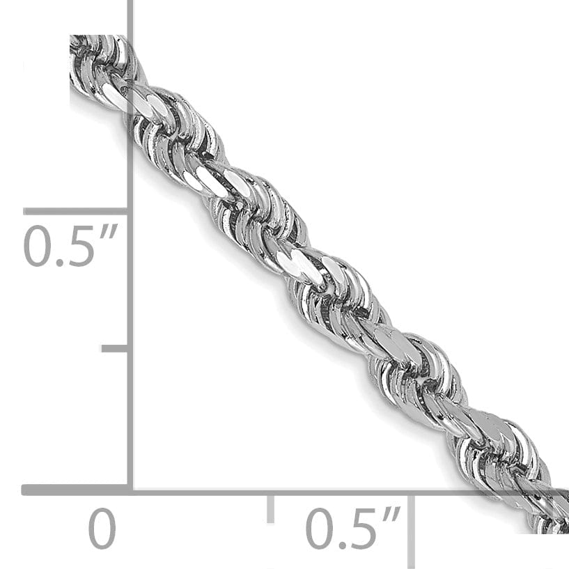 14k White Gold 3.10mm Diamond Cut Rope Chain