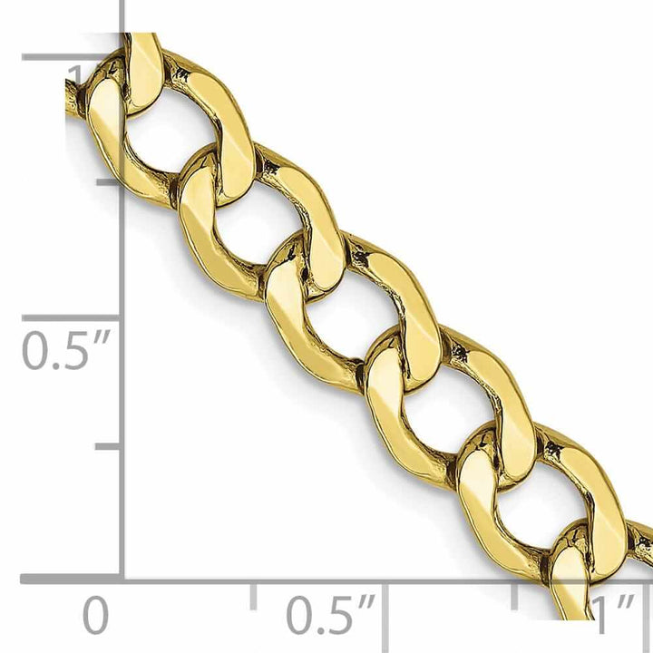 10k Yellow Gold Semi-Solid Curb Link Chain