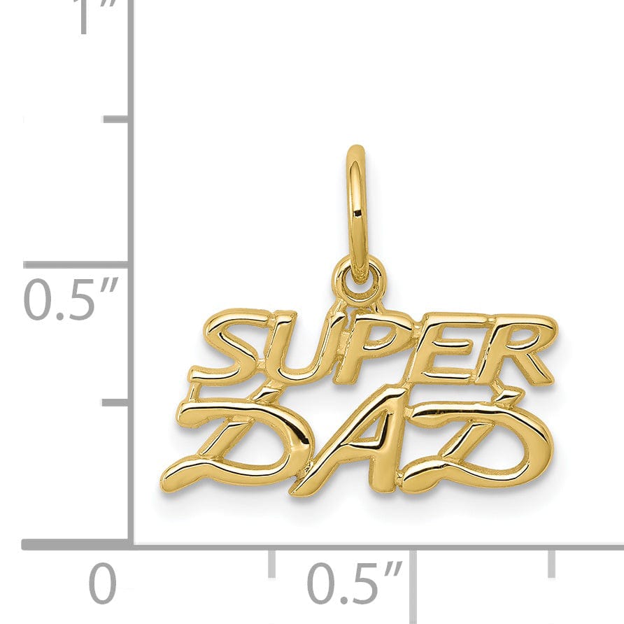 Solid 10k Yellow Gold Polished Super Dad Charm