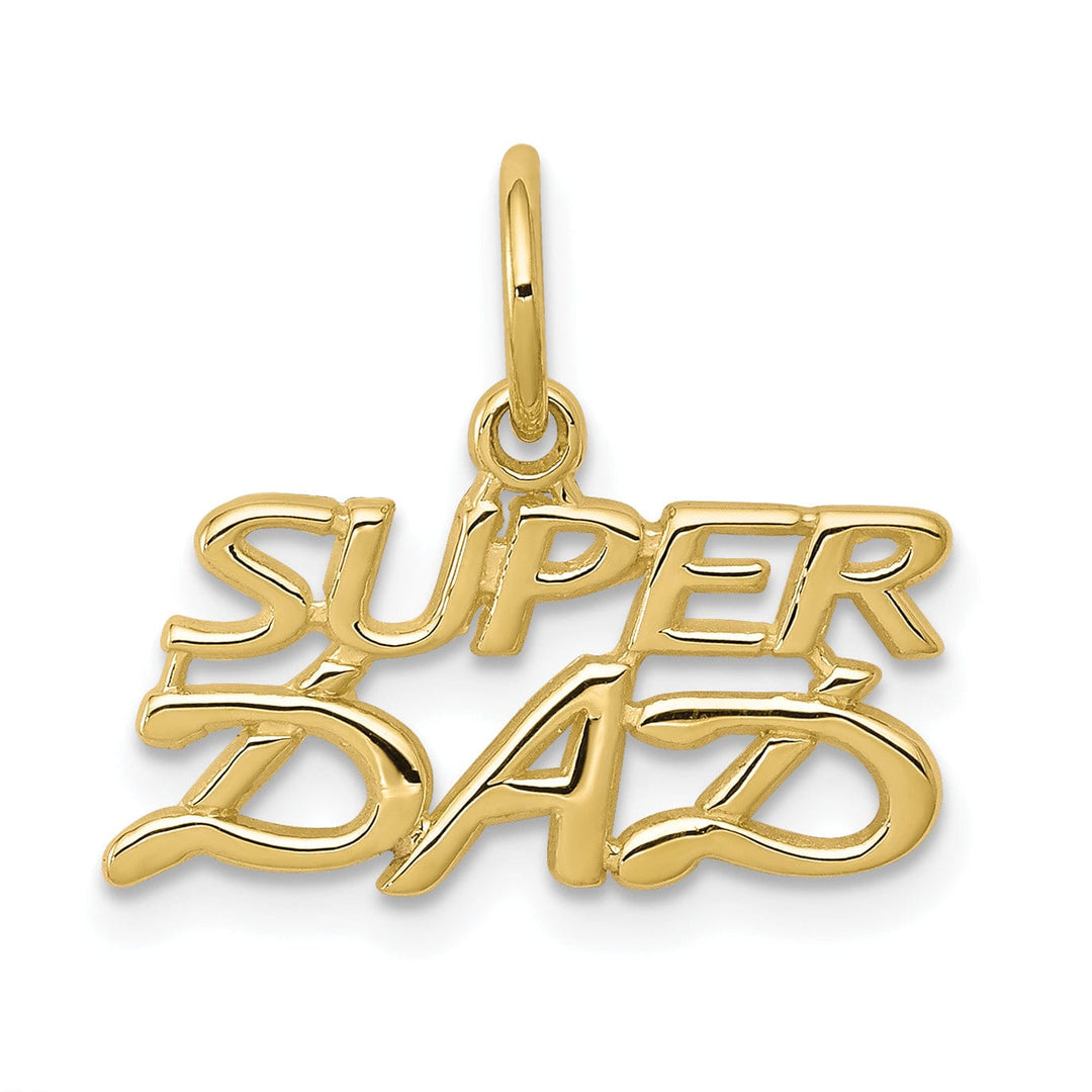 Solid 10k Yellow Gold Polished Super Dad Charm