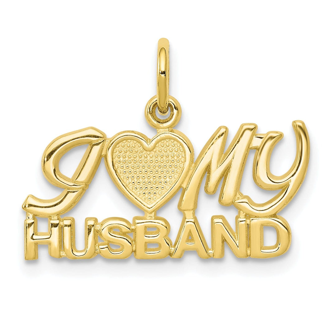 Solid 10k Yellow Gold I Love My Husband Pendant