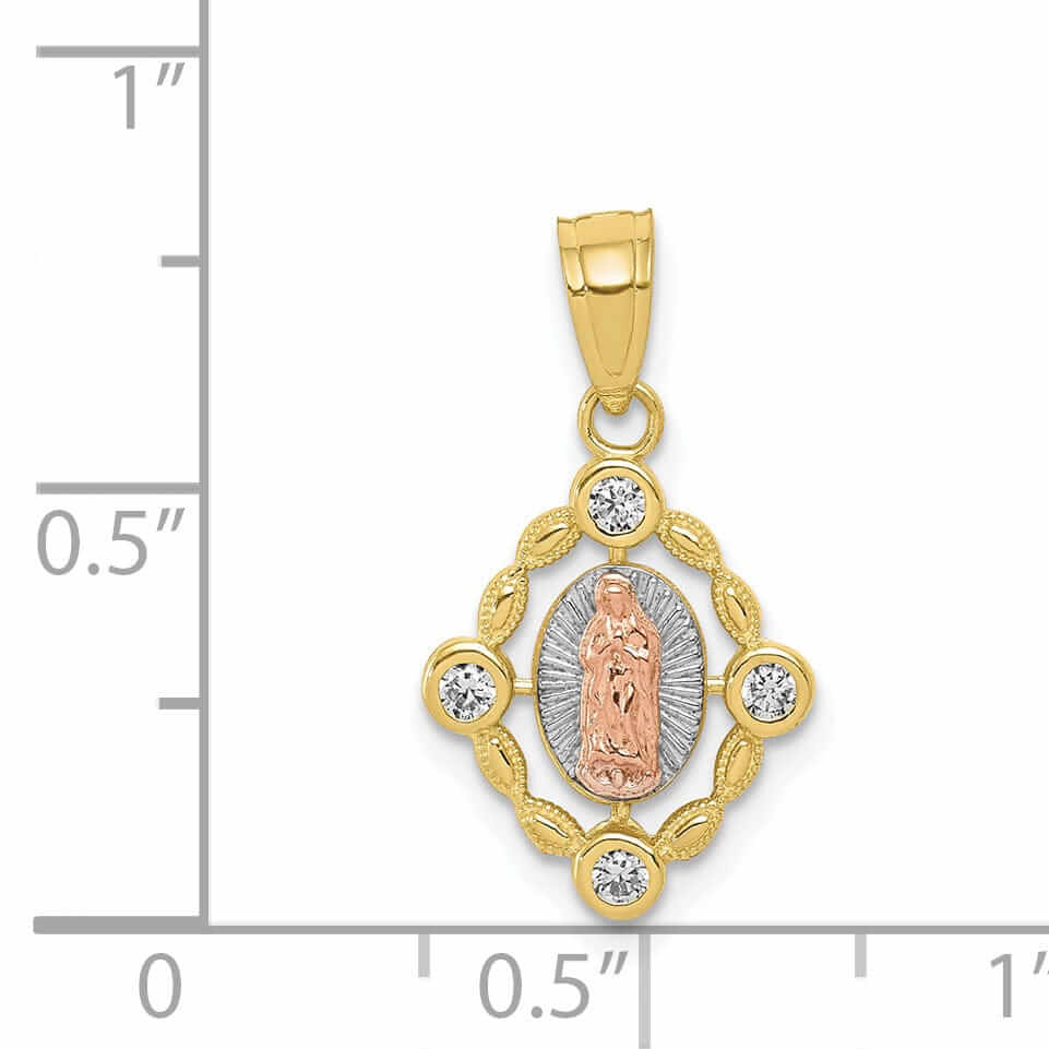 10K Two Tone Gold Our Lady Of Guadalupe Pendant