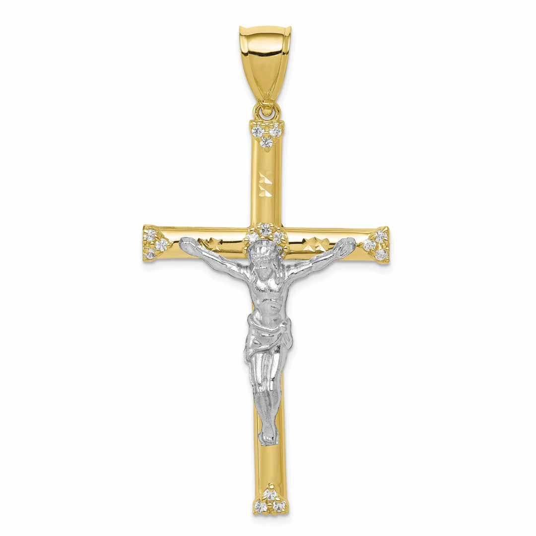 10k Yellow Gold Polished C.Z Crucifix Pendant
