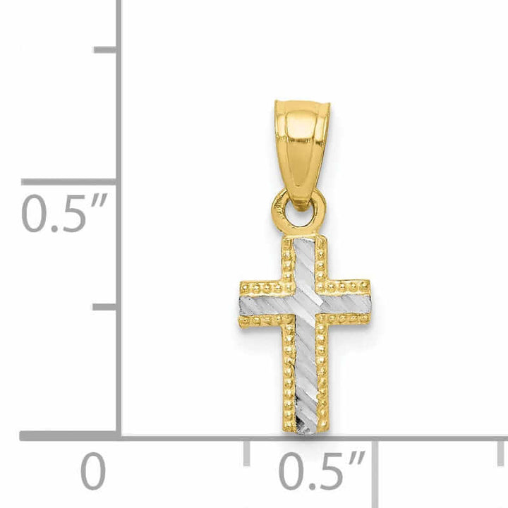 10k Yellow Rhodium Tiny Cross Pendant