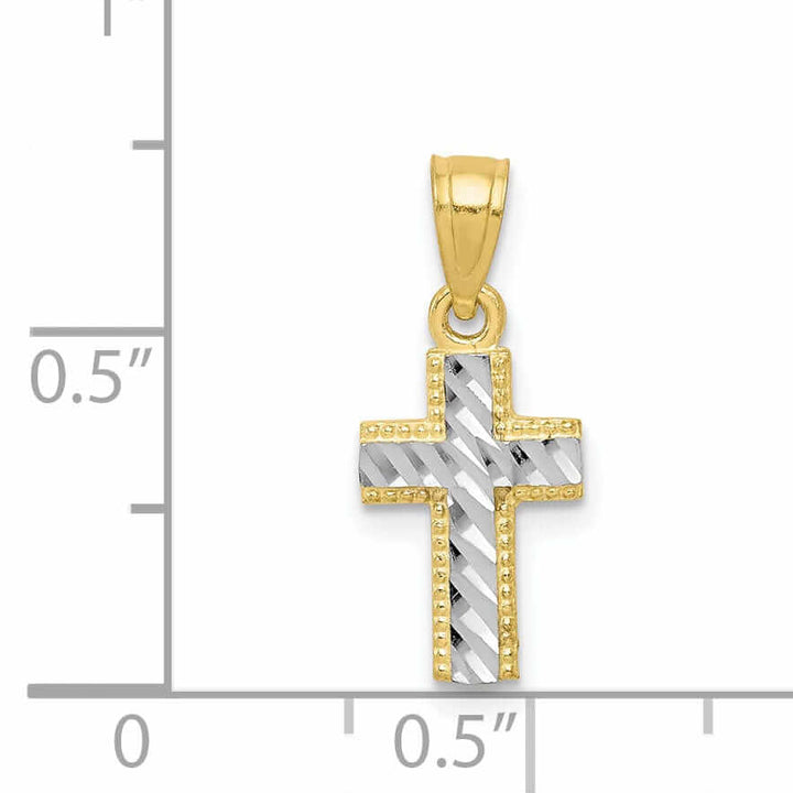 10k Yellow Rhodium Small Cross Pendant