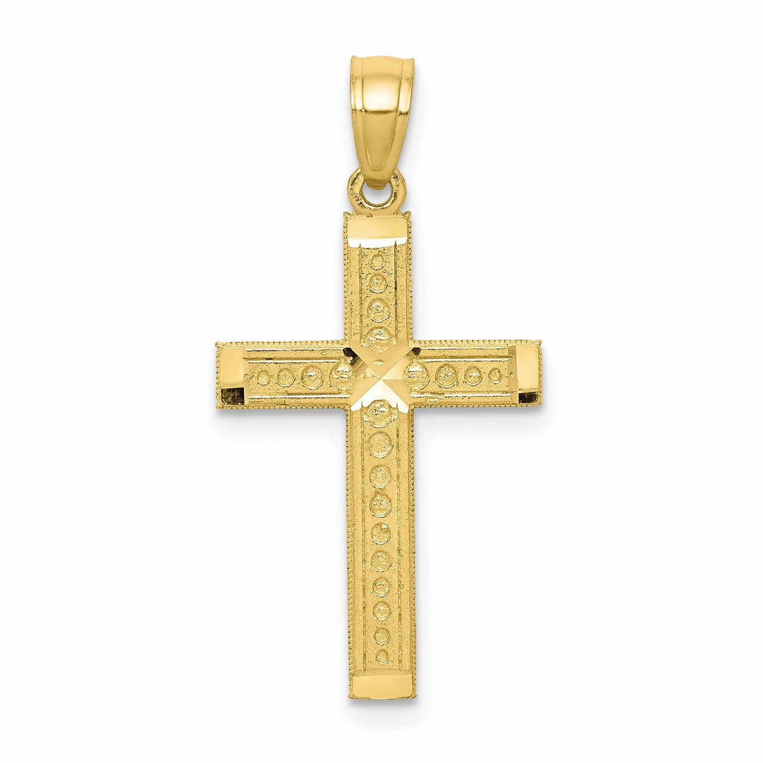 10k Yellow Gold Polished Cross Pendant Textured
