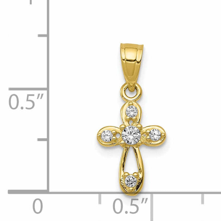 10k Yellow Gold Small C.Z Cross Pendant Polished